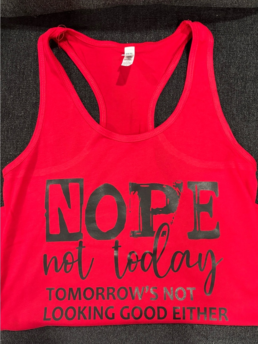 NOPE Not Today Graphic Racerback Tank Top - Red